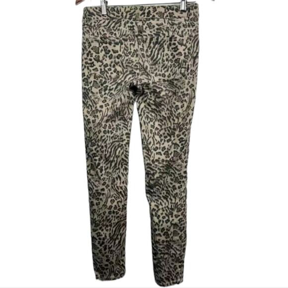 Democracy Ab Solution Zipper Moto Ankle‎ Length Skinny Jeans Leopard Size 4 - Picture 4 of 8